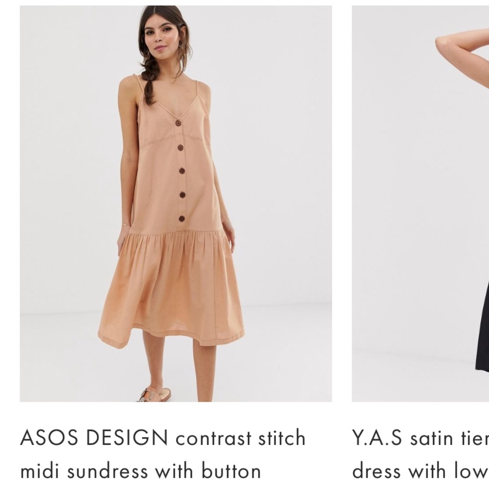 Asos contrast stitch midi dress with drop waist